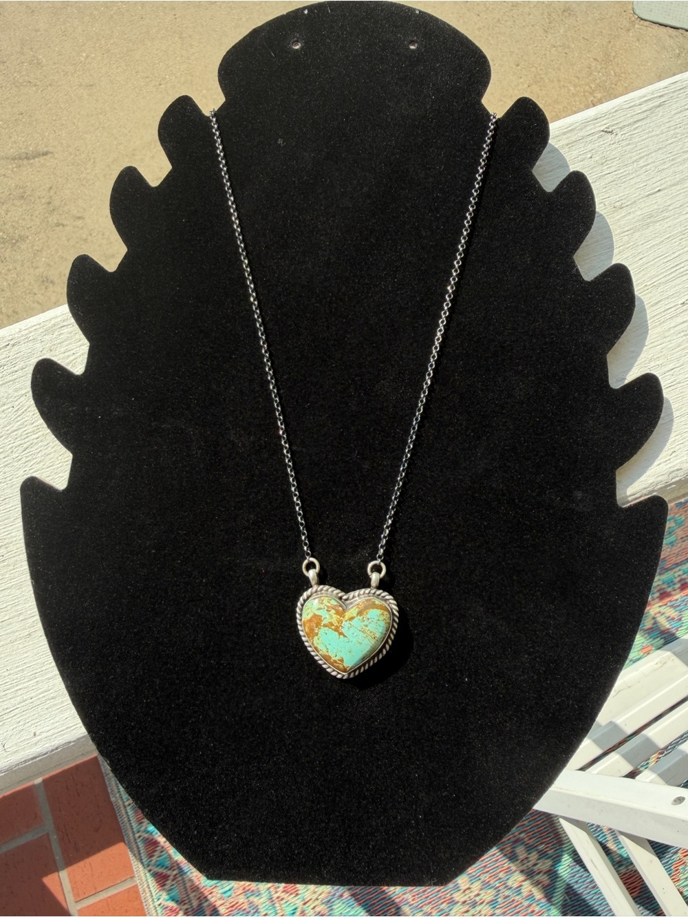 Larson Chee, Navajo Handmade, Mine #8 Sterling Silver Heart Necklace - A - Picture 2 of 5